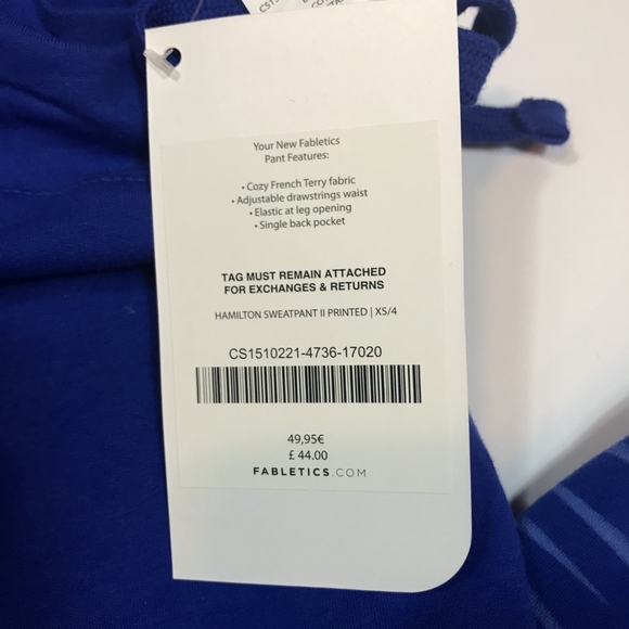 NWT Fabletics Hamilton Printed Sweatpants Size XS - Picture 2 of 3